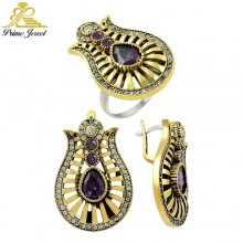 Gümüş Otantik Taşlı Set